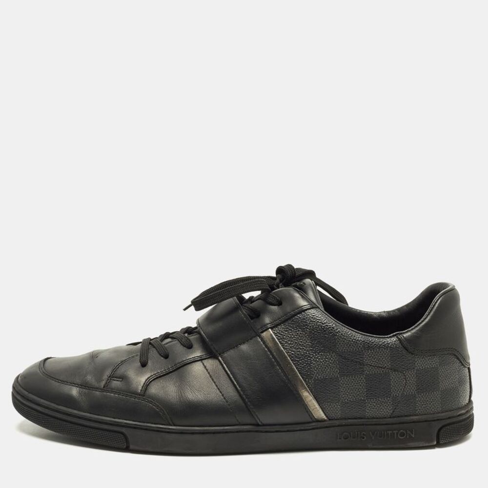 Louis Vuitton Lv Trainer Size 44.5 Black Leather Lace Up Sneakers - Picture 1 of 7